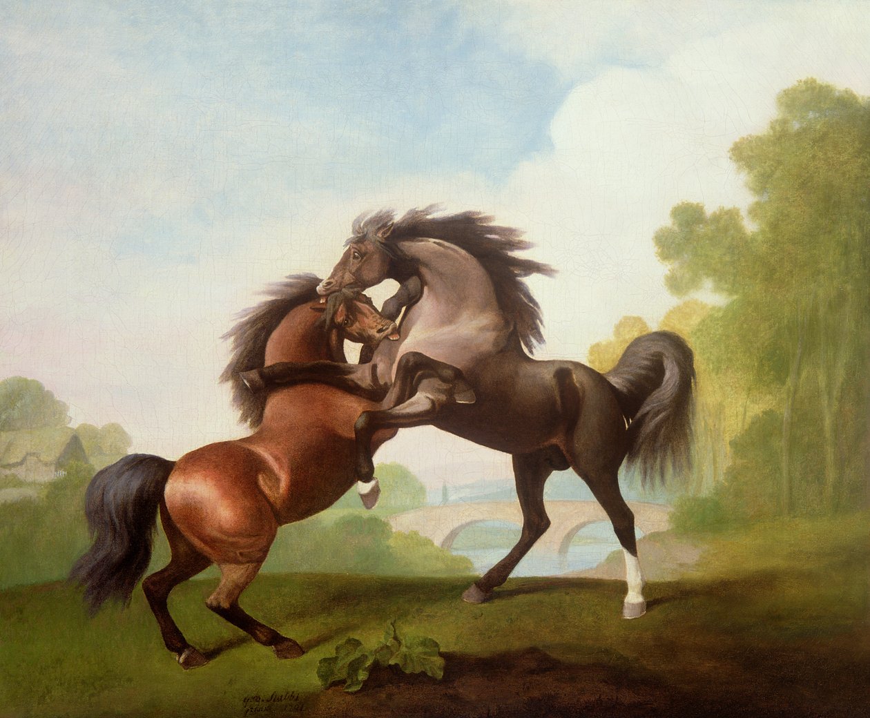 Hästar som slåss av George Stubbs