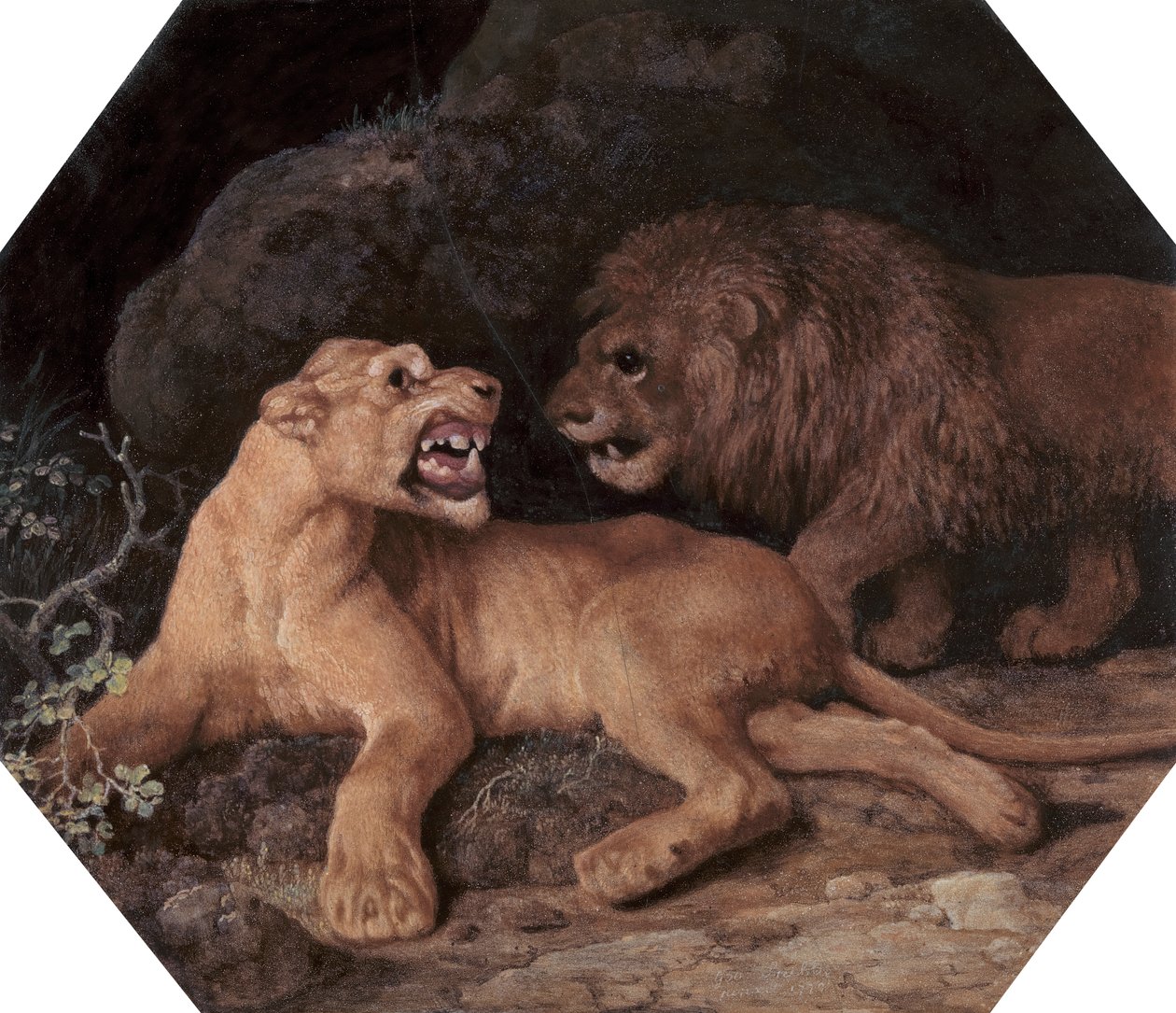 ライオンと雌ライオン スウェーデン語 av George Stubbs