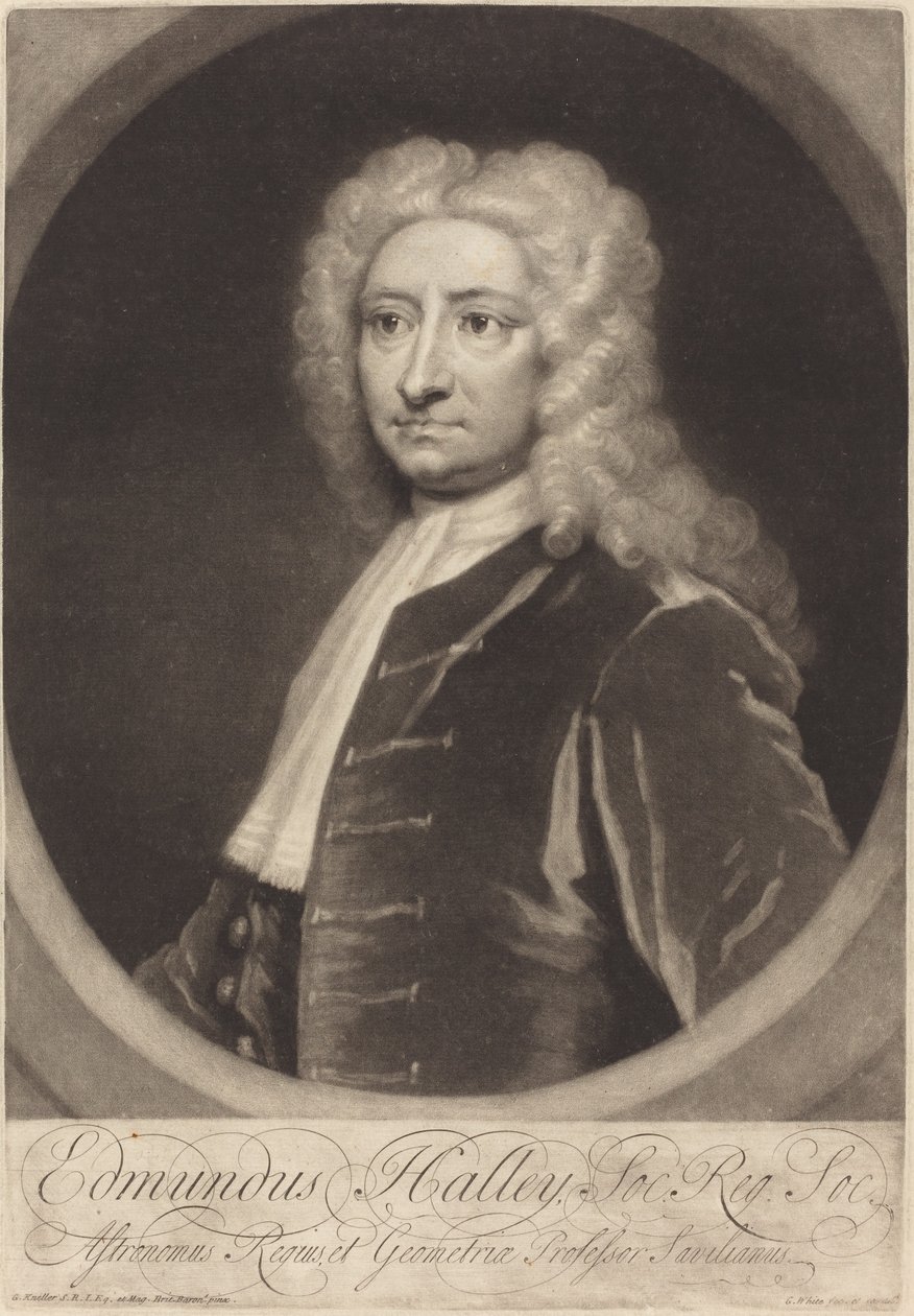 Edmund Halley av George White after Sir Godfrey Kneller