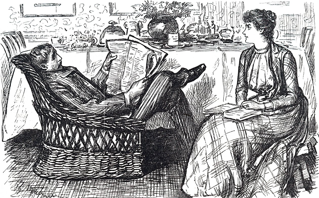 En man och hustru som läser av George du Maurier