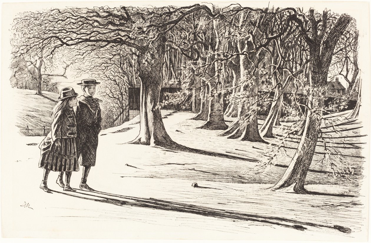 Två barn i snön av George du Maurier