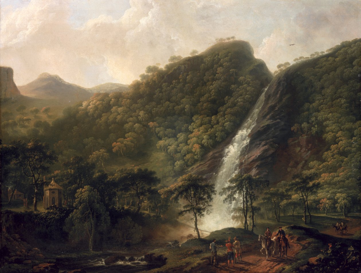 Vy över Powerscourt vattenfall av George the Elder Barret