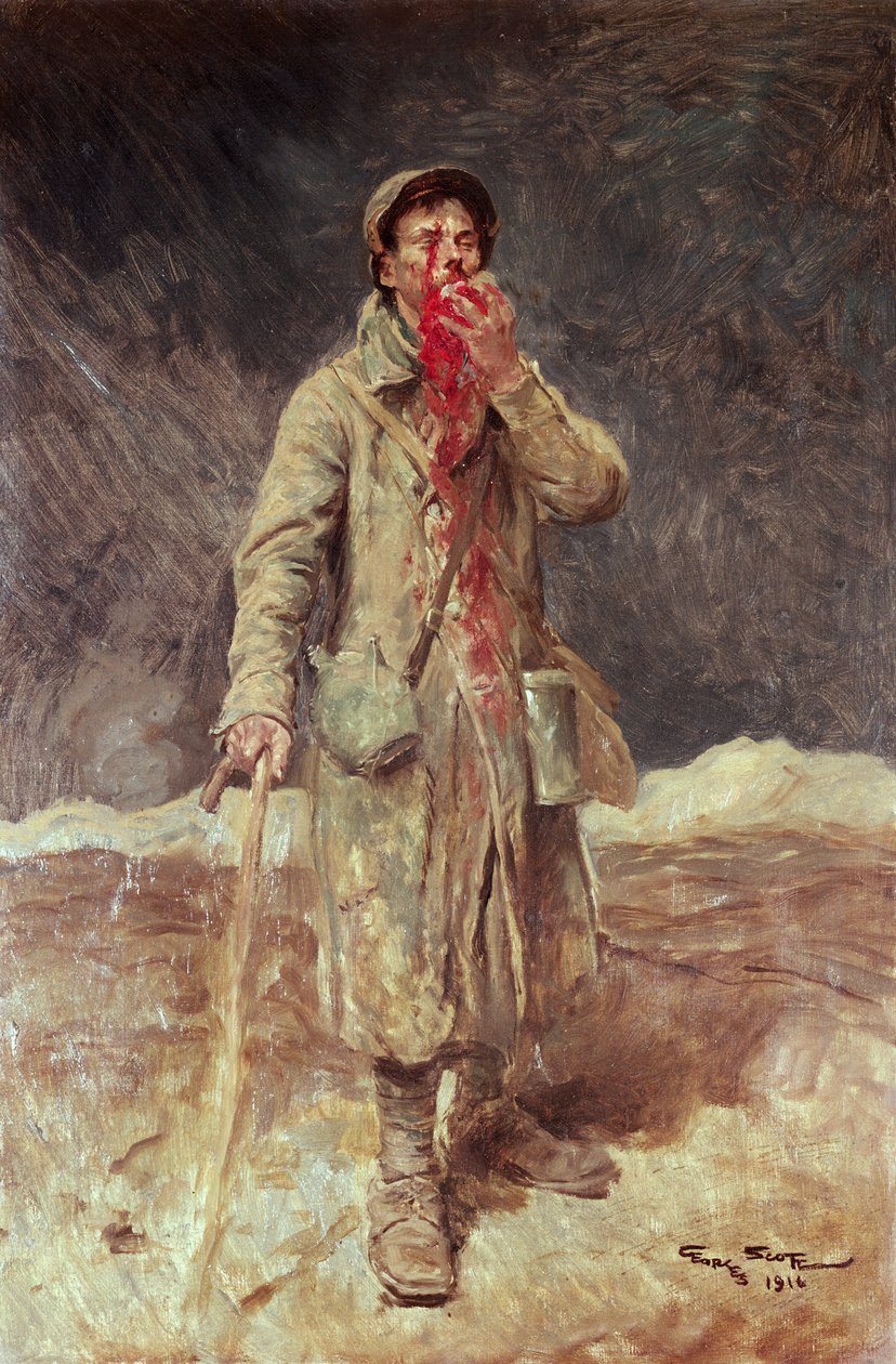 En skadad soldat, 1916 av Georges Bertin Scott