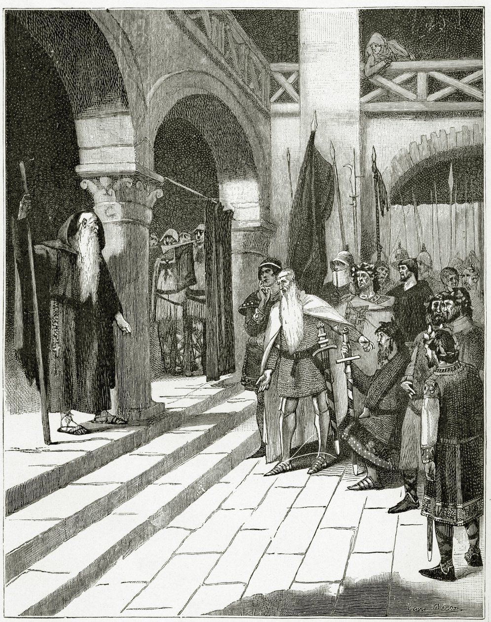 Les Burgraves, 19:e århundradet (gravyr i svartvitt) av Georges Marie Rochegrosse