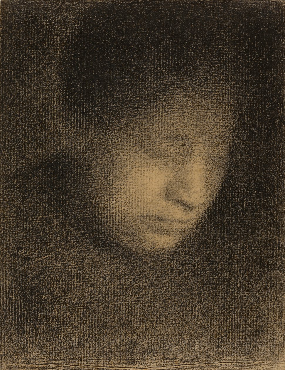 Madame Seurat, konstnärens moder, ca 1882-3 (conte krita på Michallet-papper) av Georges Seurat