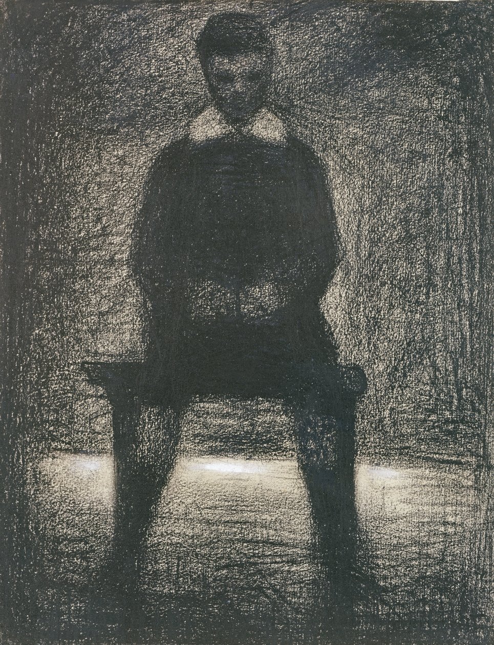 Maurice Appert sittande, ca 1886-88 (krita och gouache på papper) av Georges Seurat