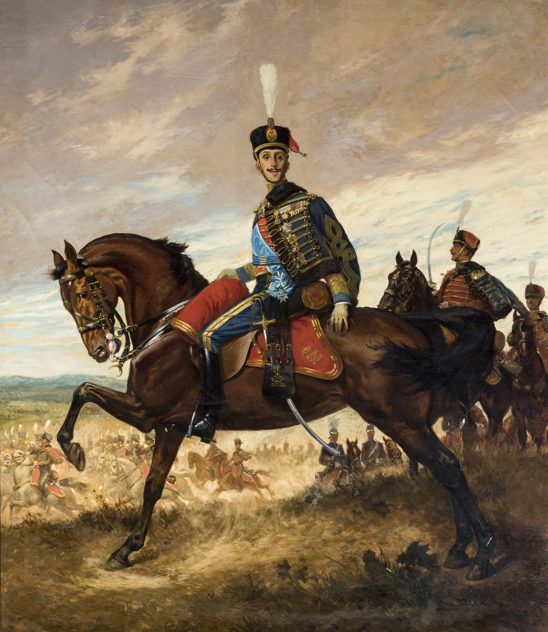 Retrato de Alfonso XIII con uniforme de húsar av Georges Scott