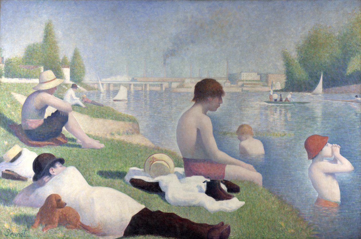 Badare i asnières av Georges Seurat
