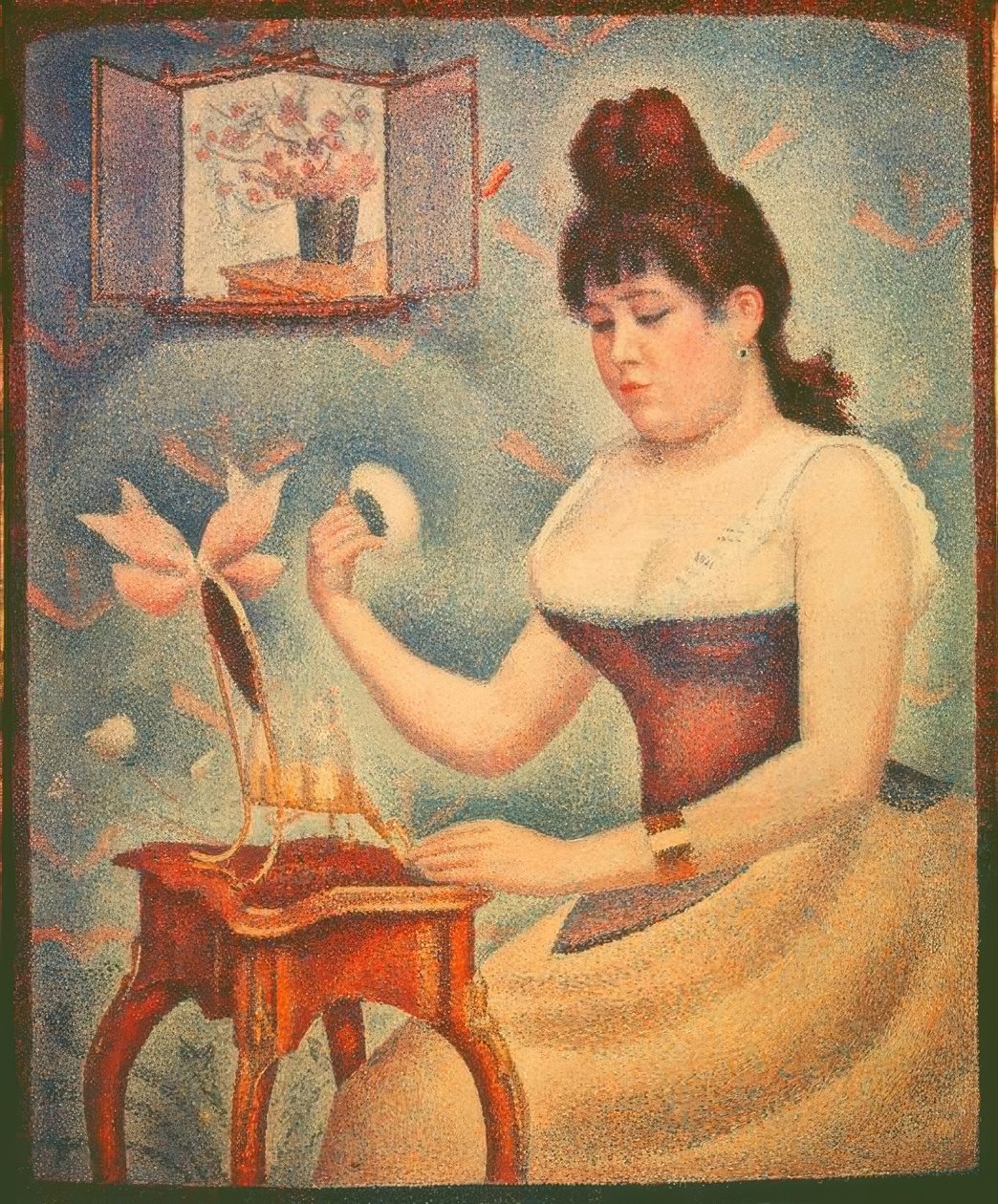Ung kvinna som pudrar sig av Georges Seurat