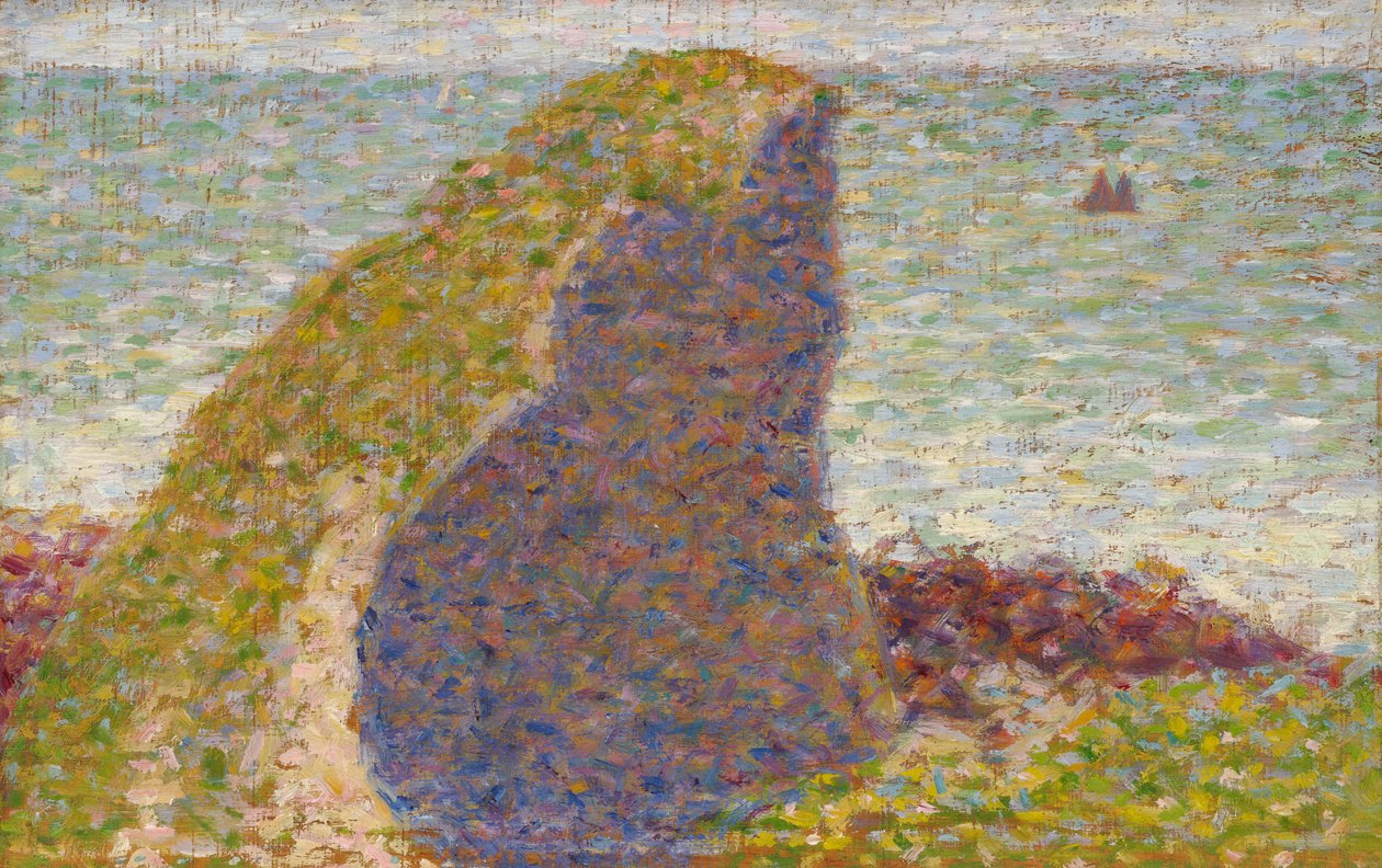 Studera för Le Bec du Hoc, Grandcamp av Georges Seurat