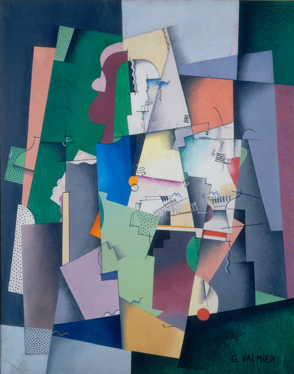 Komposition, ung kvinna vid pianot av Georges Valmier