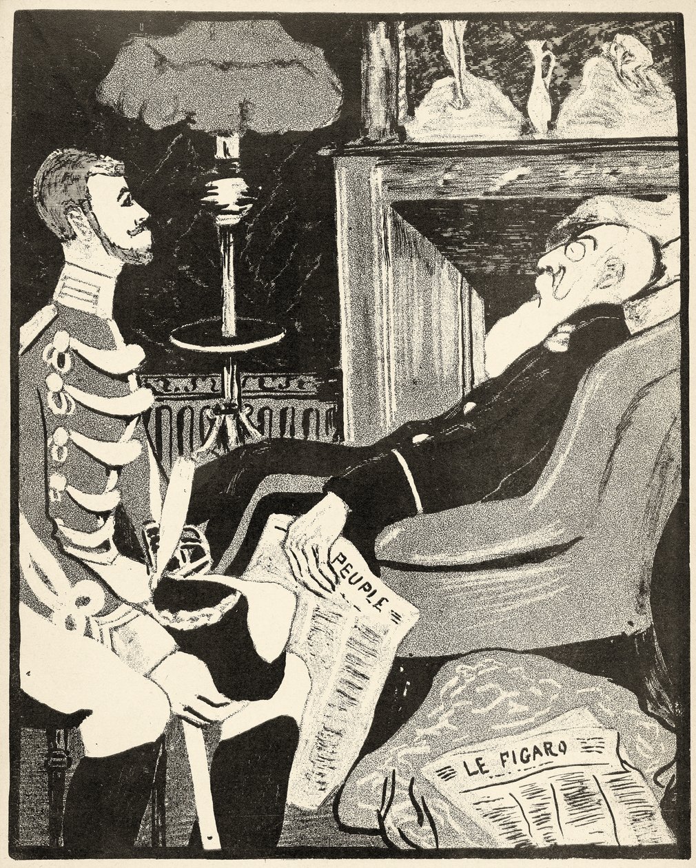 En ung Albert I i samtal med sin farbror, Leopold II, 1904. av Georges d 1878 1937 Ostoya