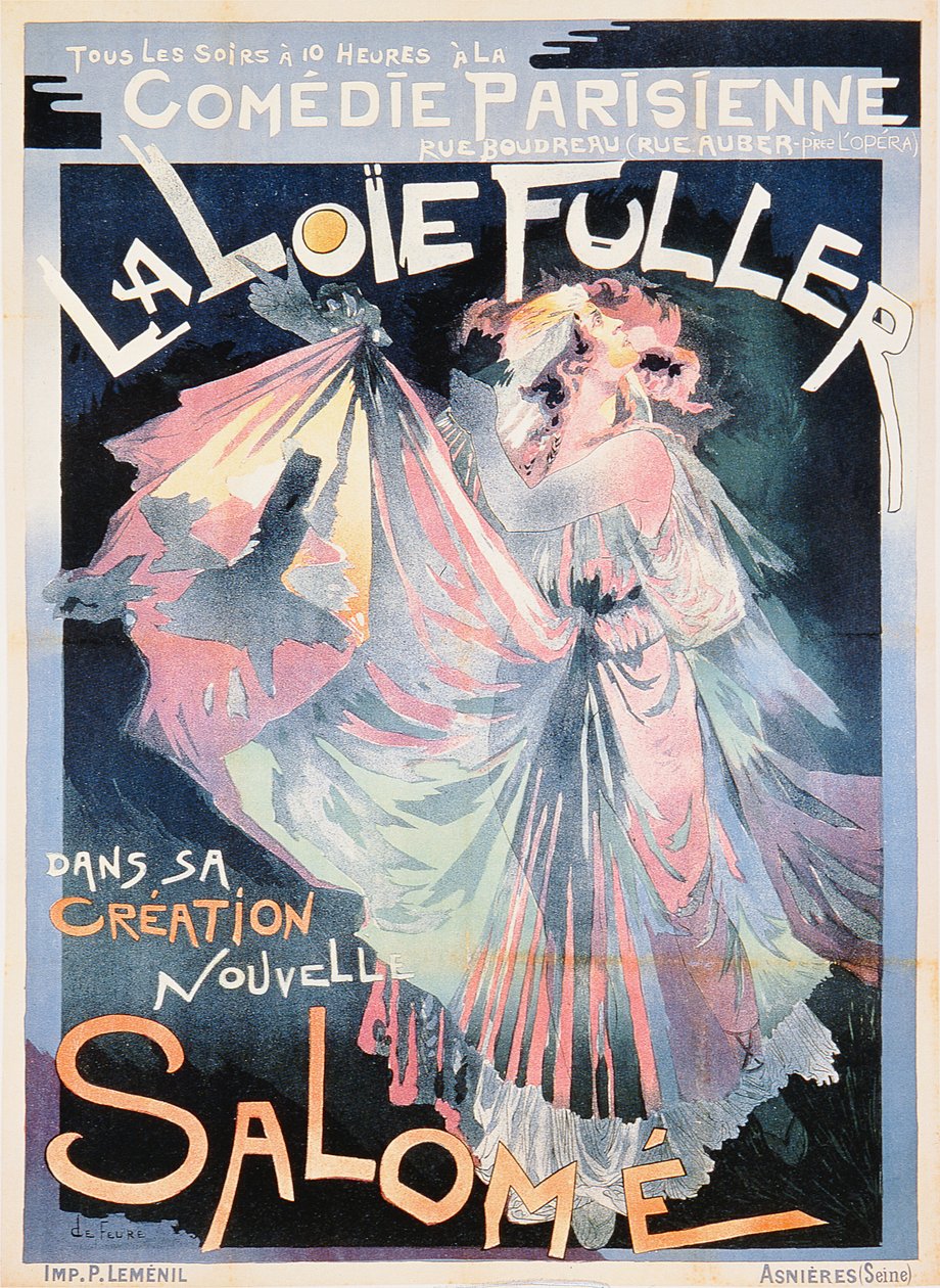 Affisch för Loie Fuller som "Salome" på Comedie Parisienne av Georges de Feure