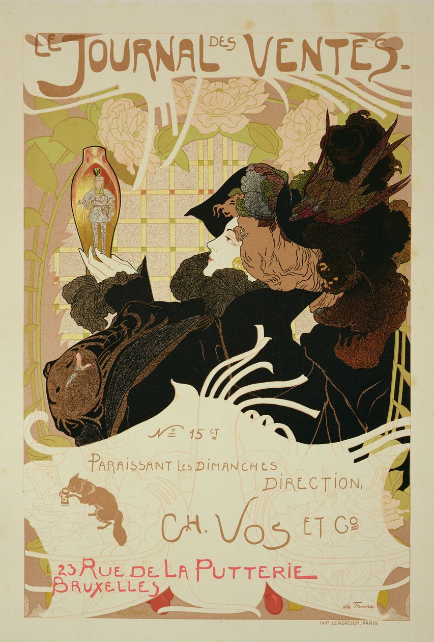 Reproduktion av en affisch med reklam för "Le Journal des Ventes", 1897 av Georges de Feure