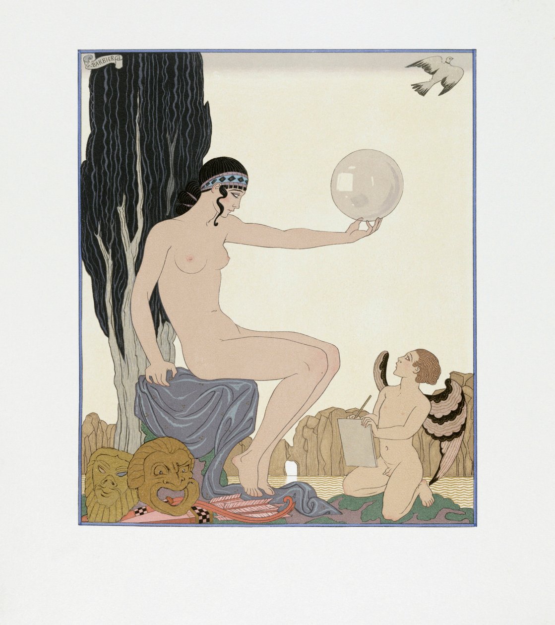 En musa inspirerar en konstnär av Georges Barbier