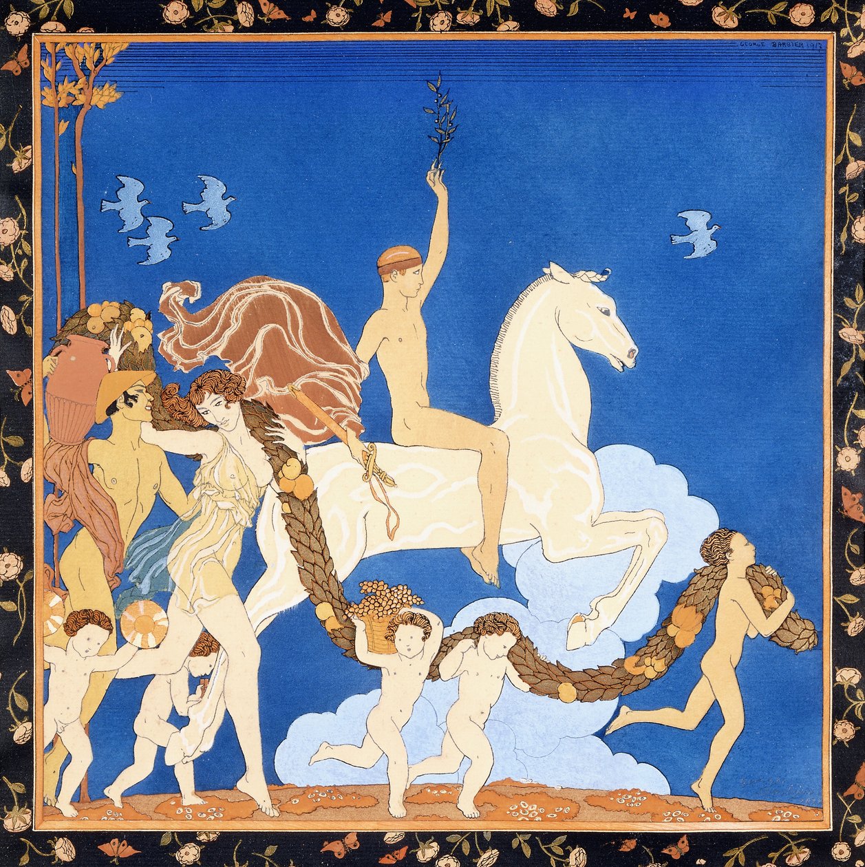 Den vita hästen, ca 1917-1920 (stencil) av Georges Barbier