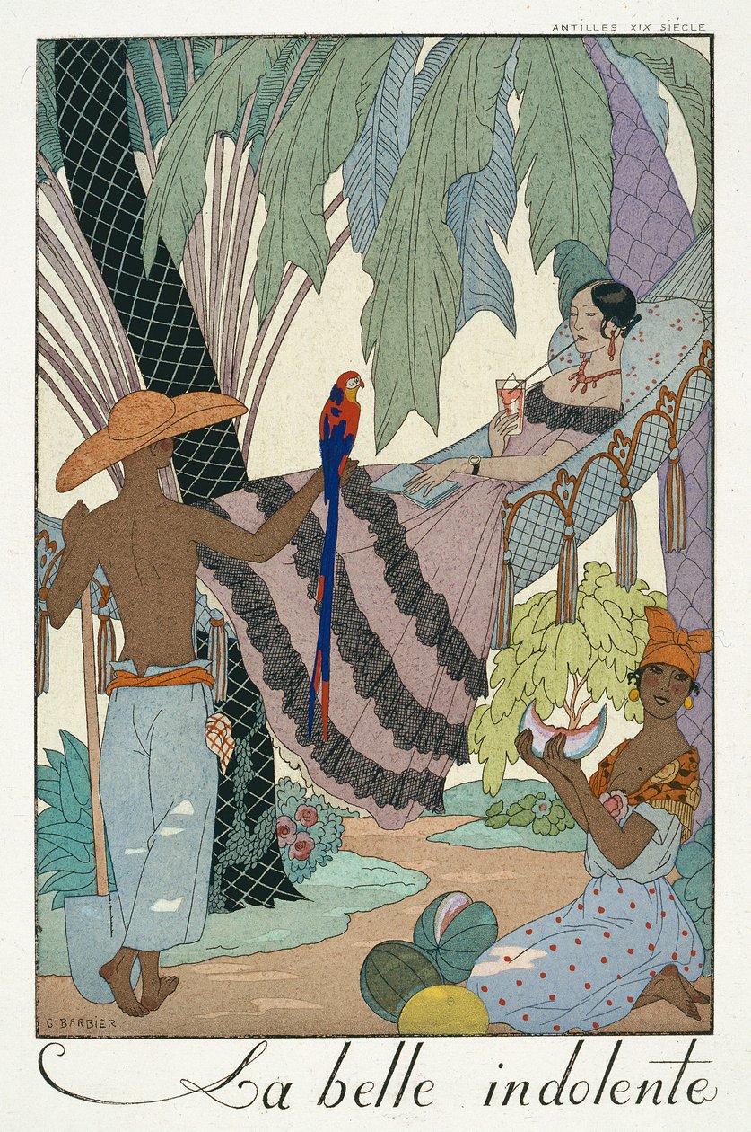 Den lediga skönheten (pochoir-tryck) av Georges Barbier