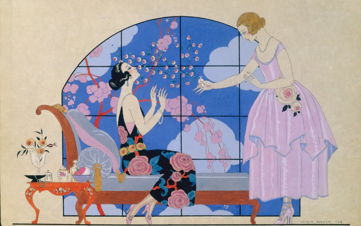 Två damer i en salong av Georges Barbier