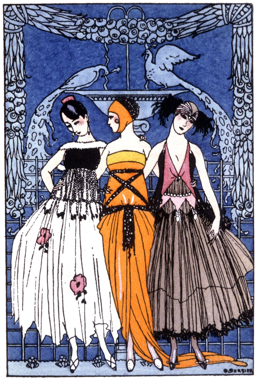 de tre nåderna, ca. 1920 (gravyr) av Georges Barbier