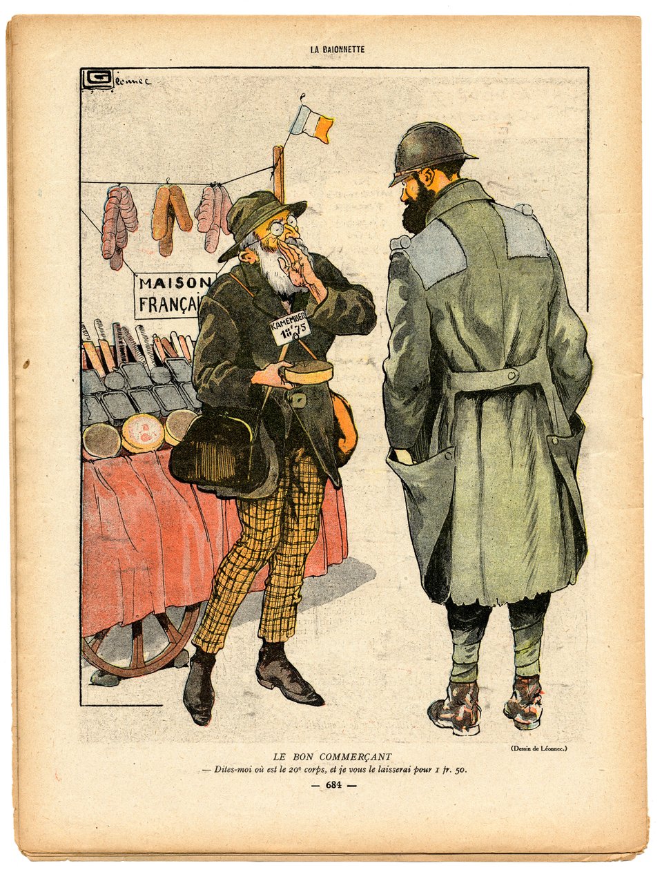 La Baionnette, satirisk i färg av Georges Leonnec