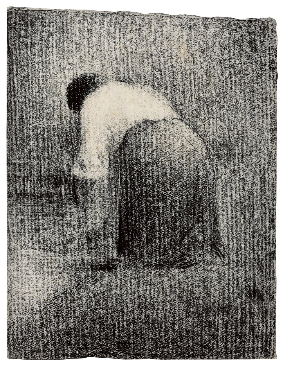 Knästående kvinna; Femme agenouillee, c.1881 av Georges Pierre Seurat