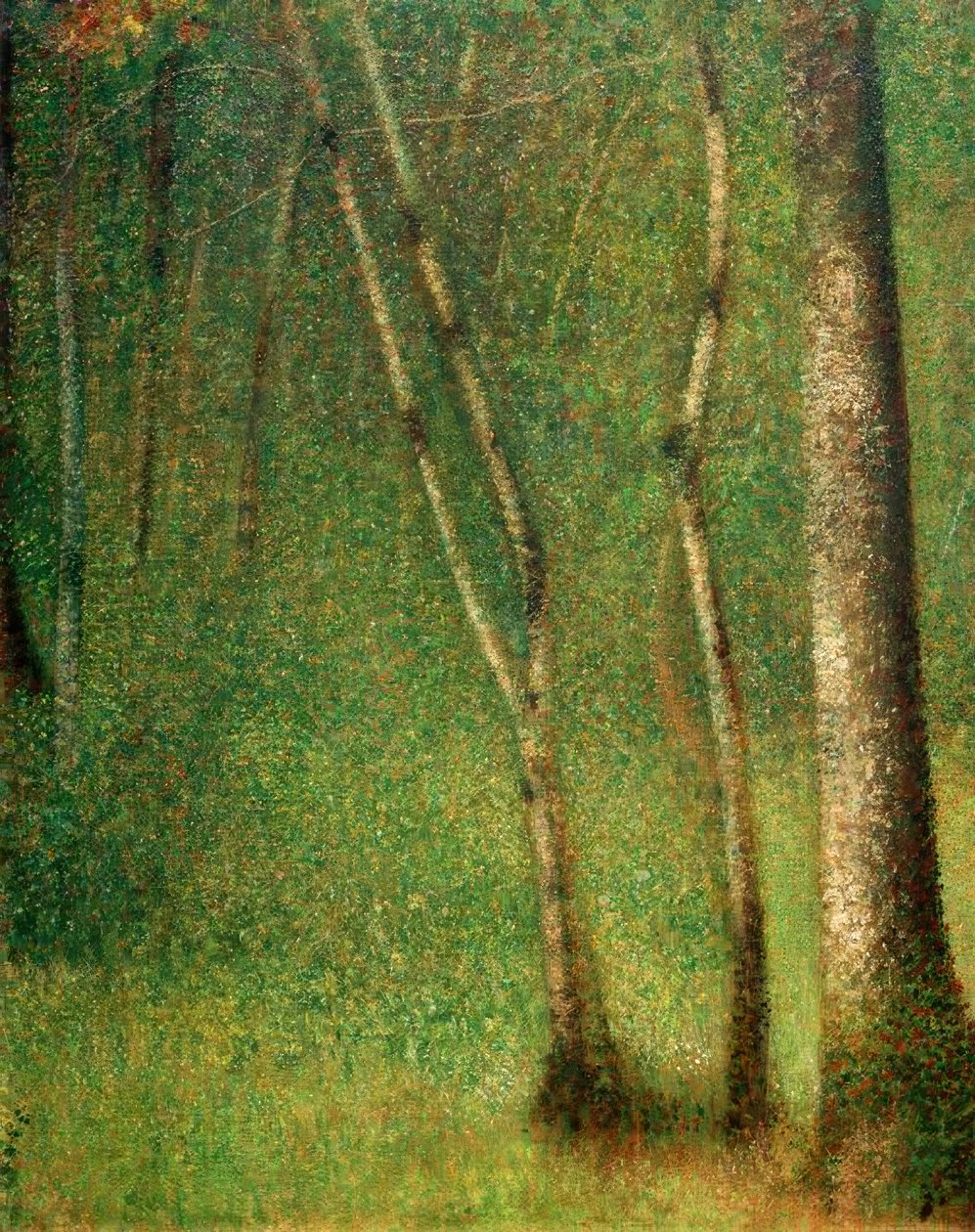 Undervegetation i Pontaubert (Wald in Pontaubert) av Georges Seurat