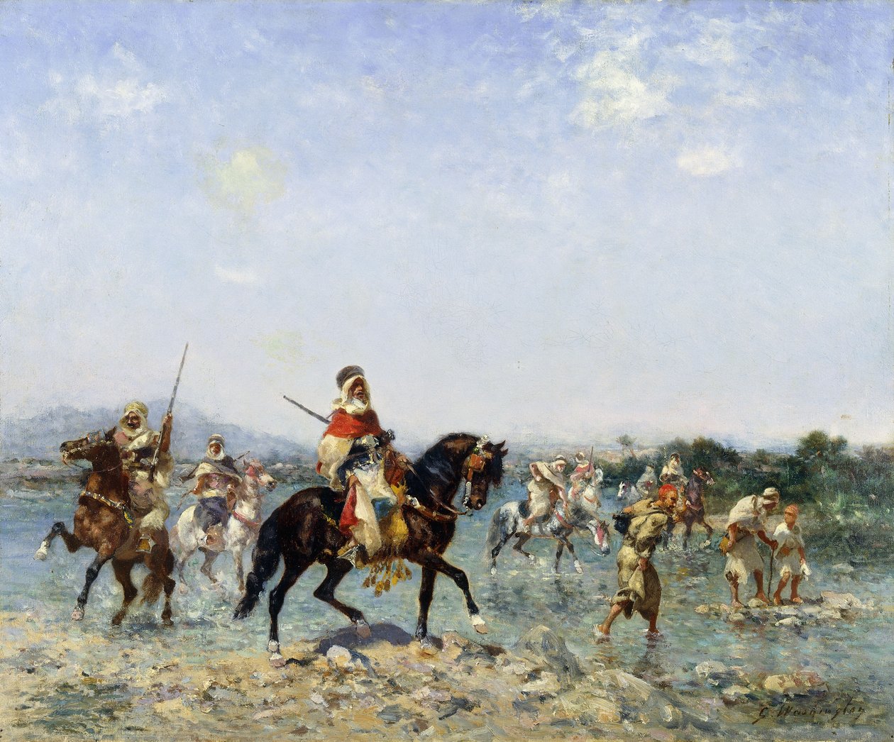 Arabiskt kavalleri som forsar en ström, av Georges Washington