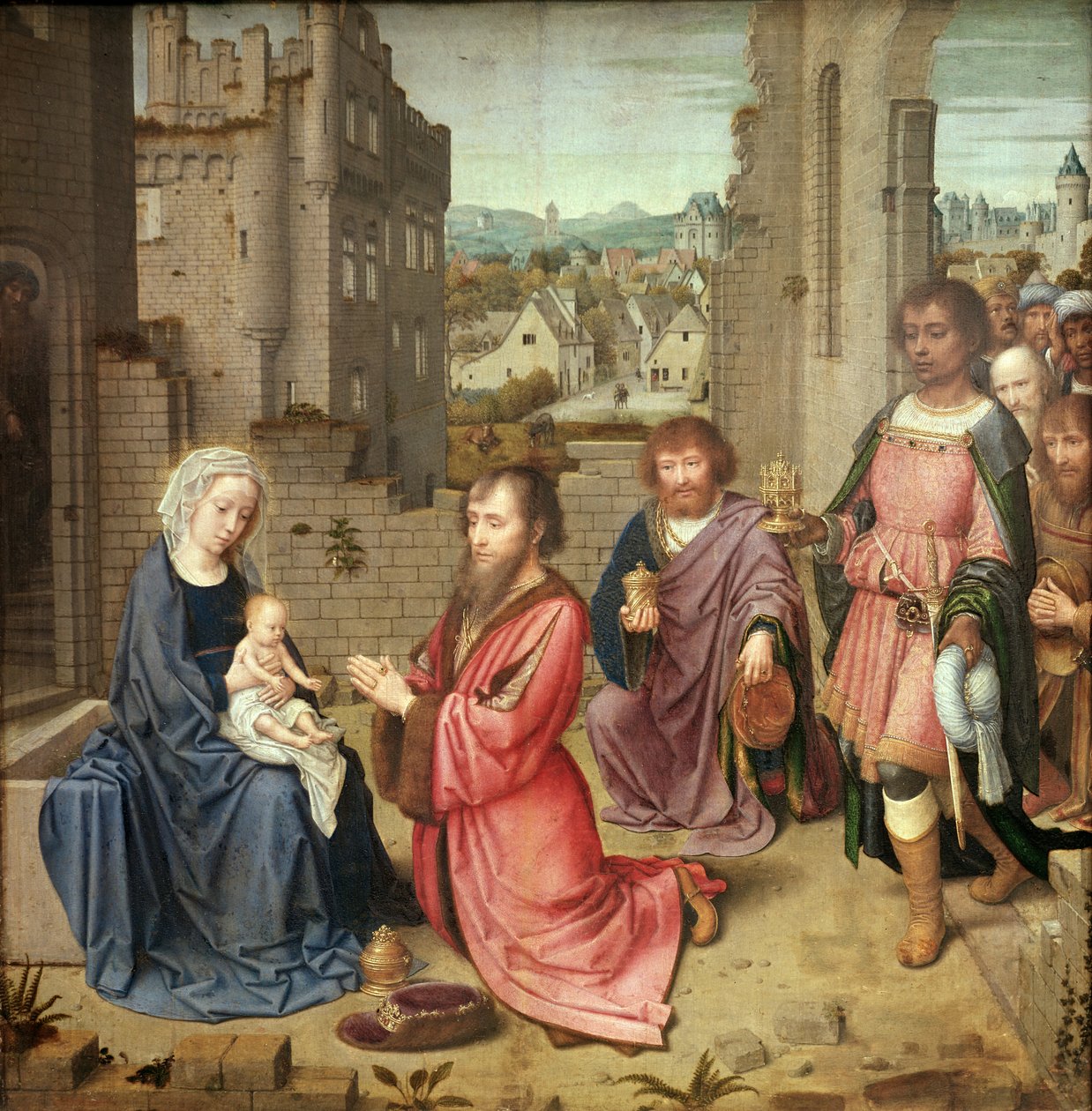 Tillbedjan av kungarna, 1515 av Gerard David