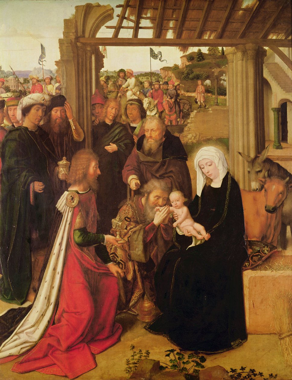 De vise kungarnas tillbedjan (olja på ekpanel) av Gerard David