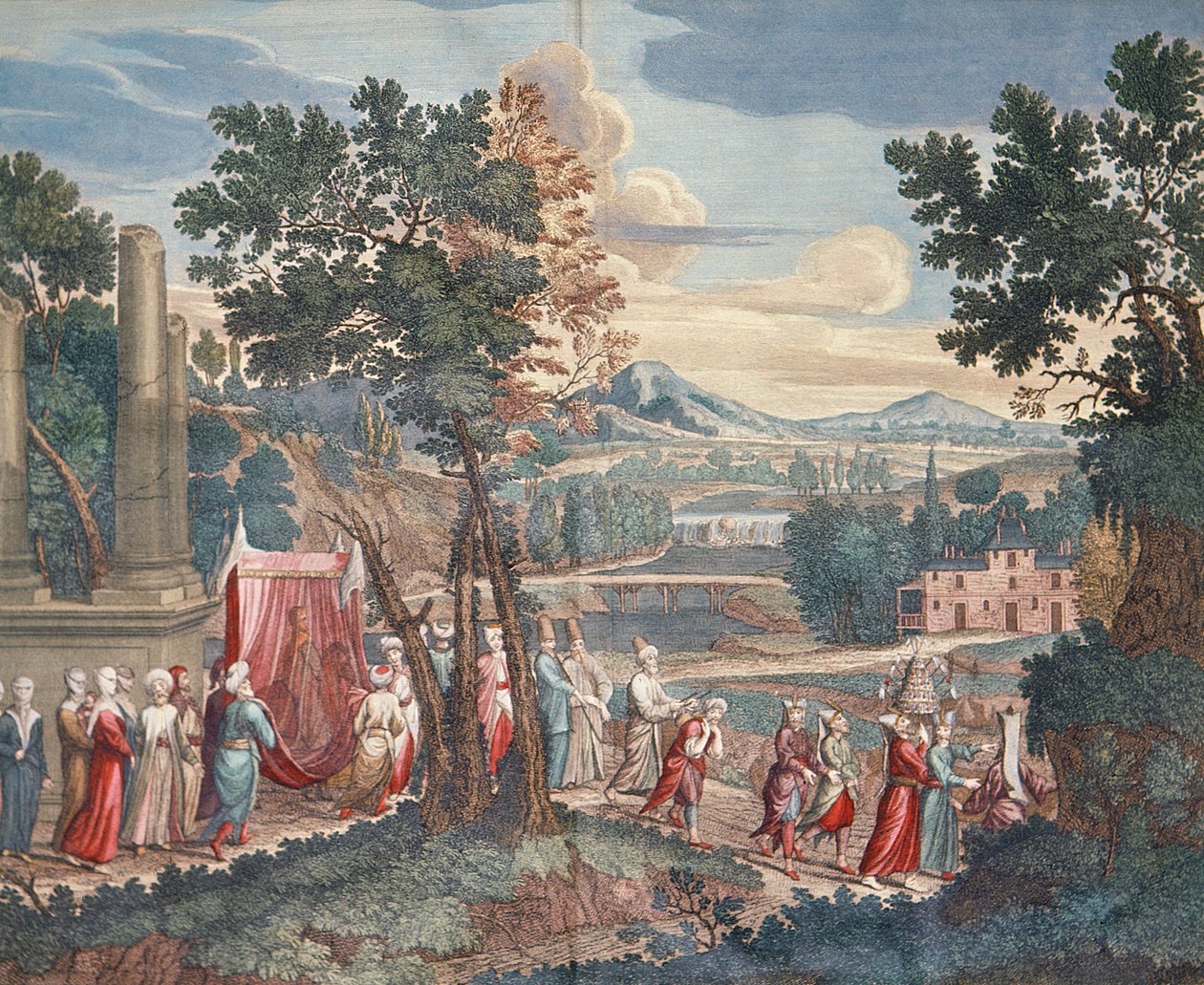 Tyrkisk ægteskabsoptog, 1712-13 swed av Gerard Jean Baptiste Scotin