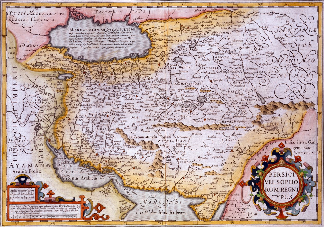 Karta över Persien, 1638 (handfärgad gravyr) av Gerardus Mercator