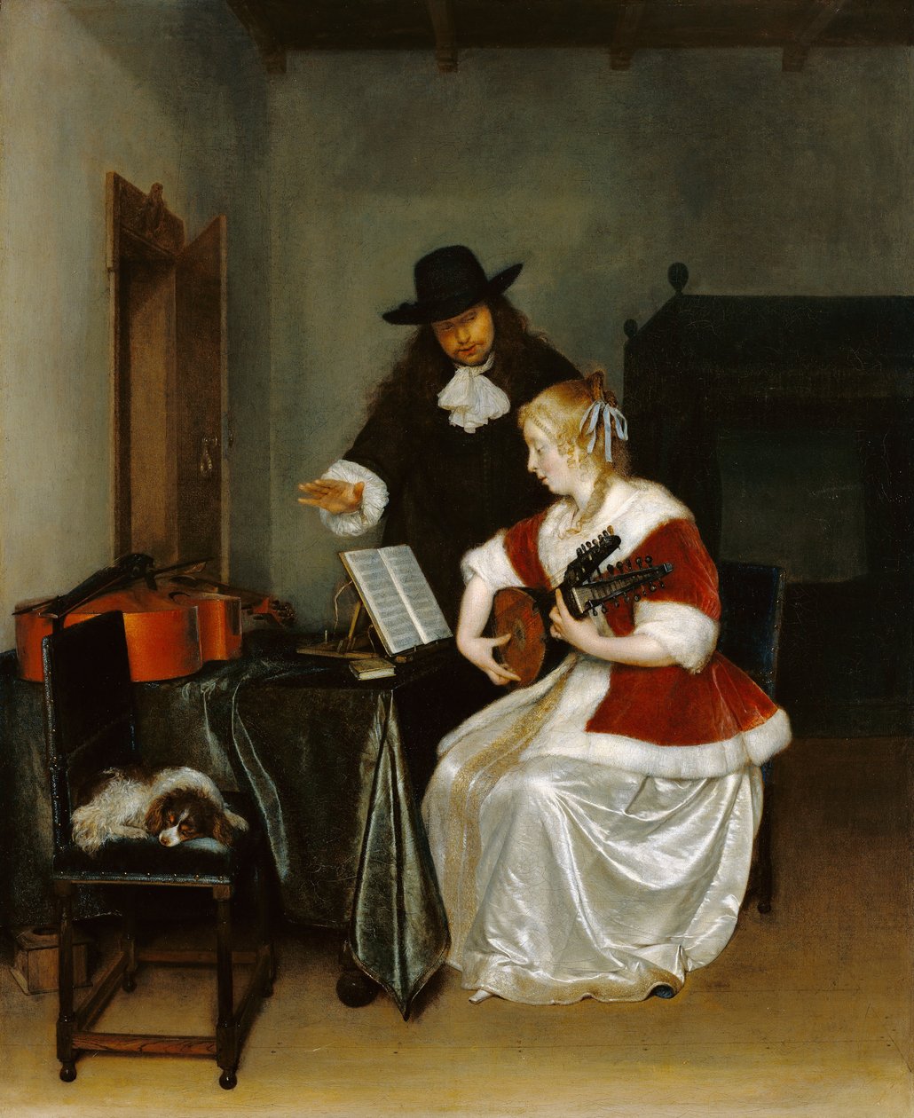 Musiklektionen av Gerard ter Borch