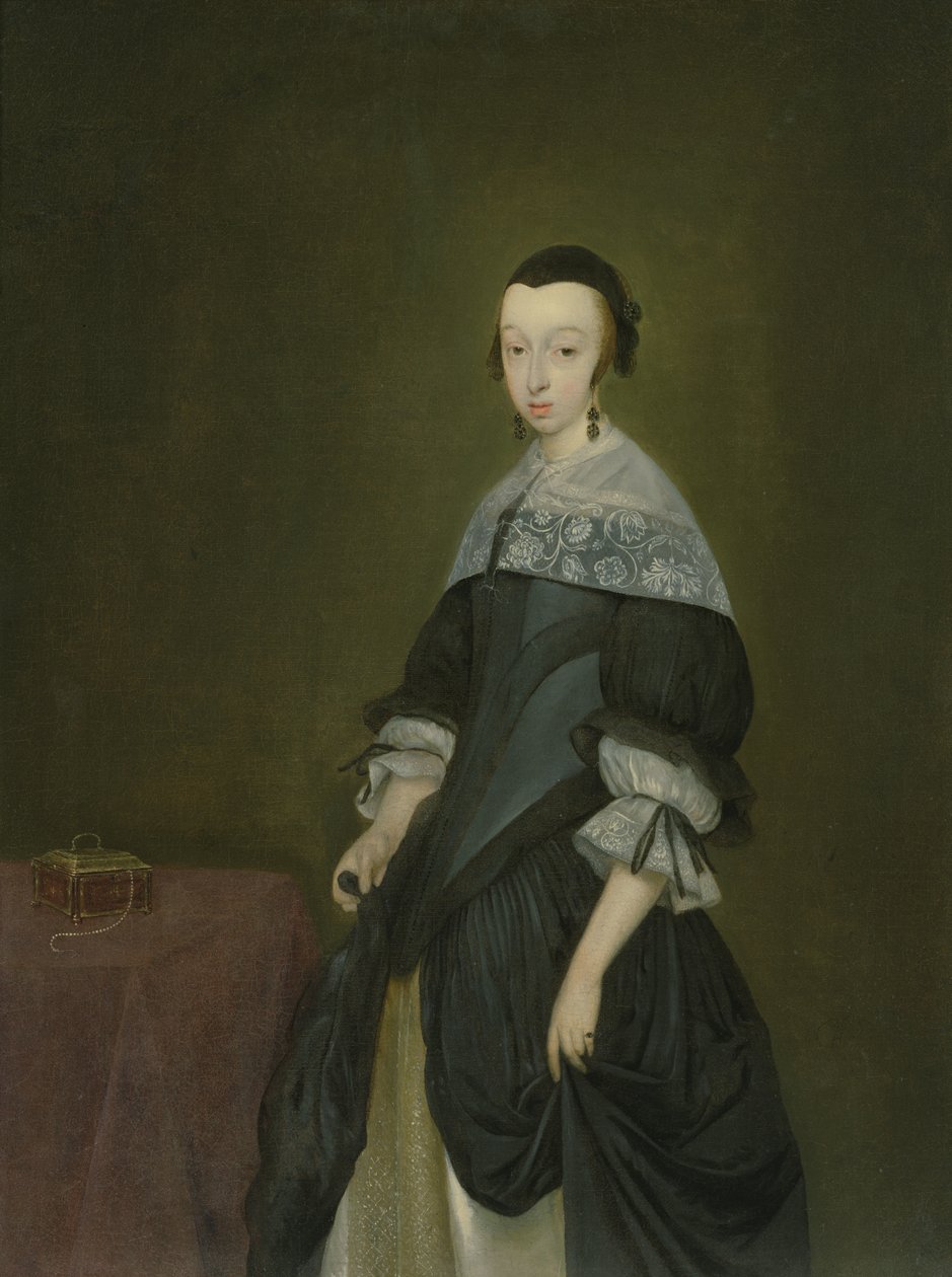 Porträtt av en dam, ca 1667-8 (för par se 64507) av Gerard ter Borch