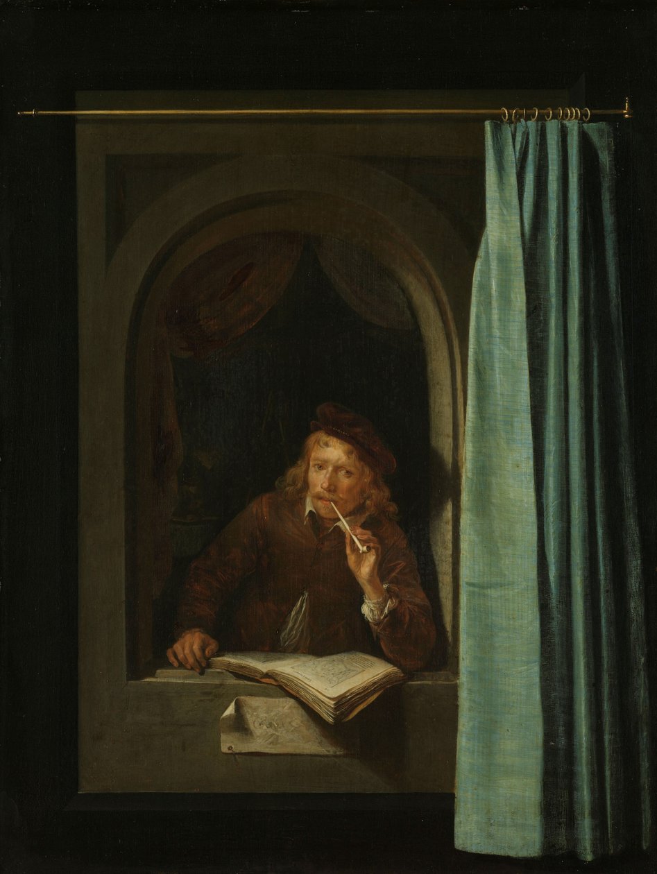 Man som röker en pipa. Självporträtt, 1650. av Gerrit Dou