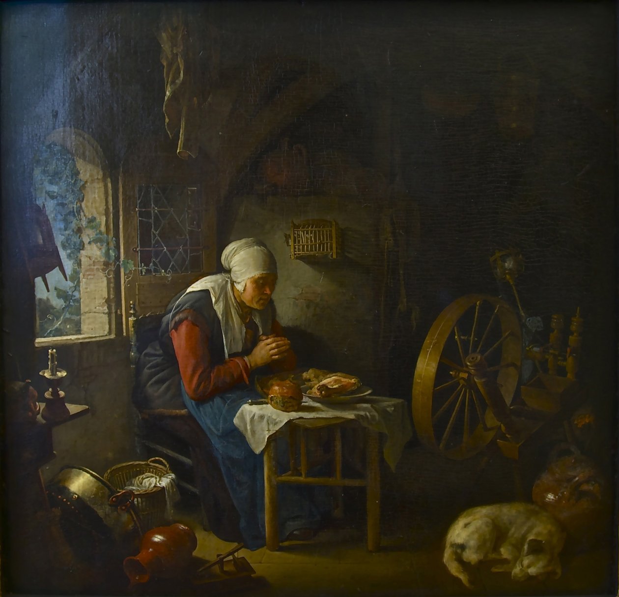 Spinnarens bön, 1645 av Gerrit Dou