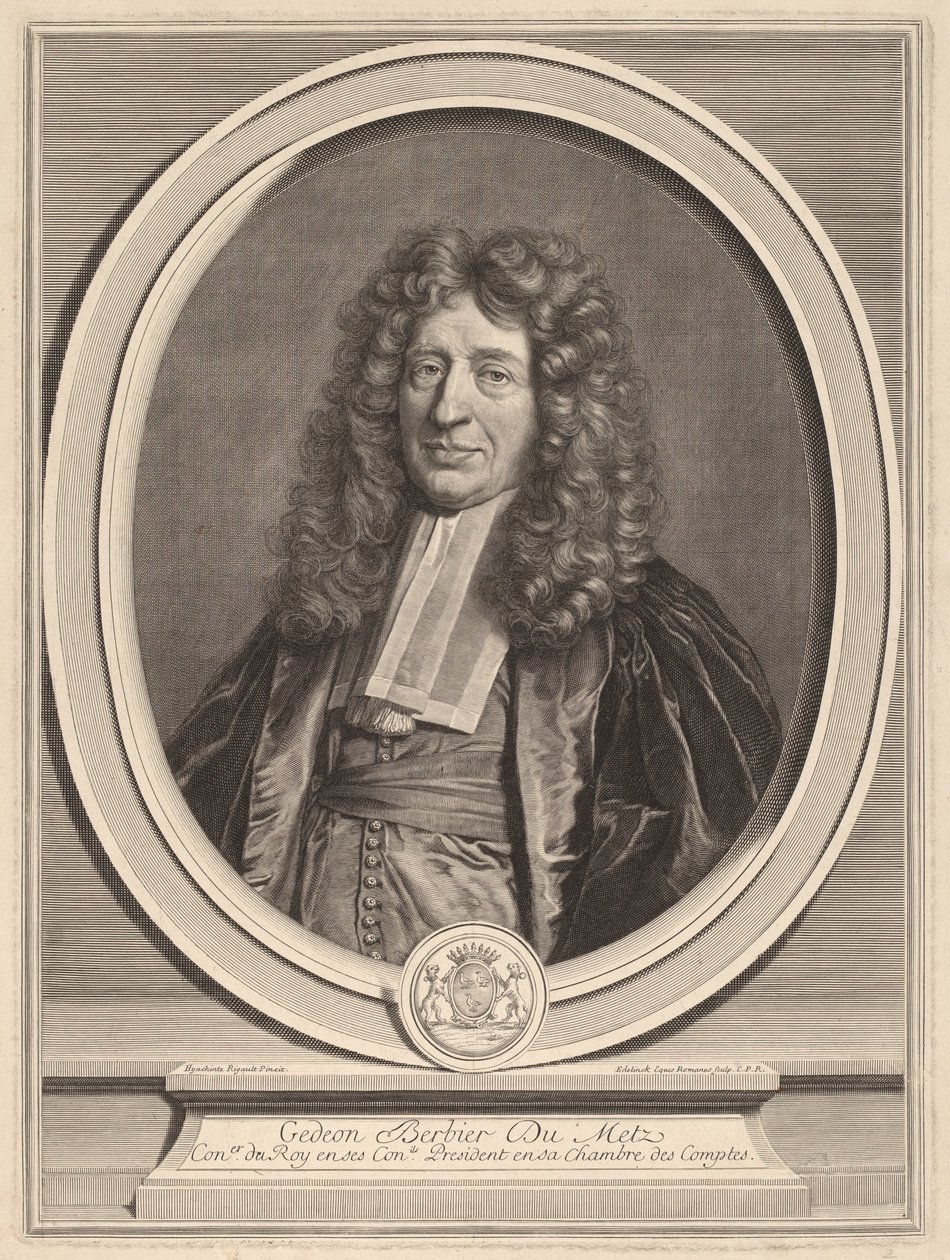 Gedeon Berbier-Du Metz av Gerard Edelinck after Hyacinthe Rigaud