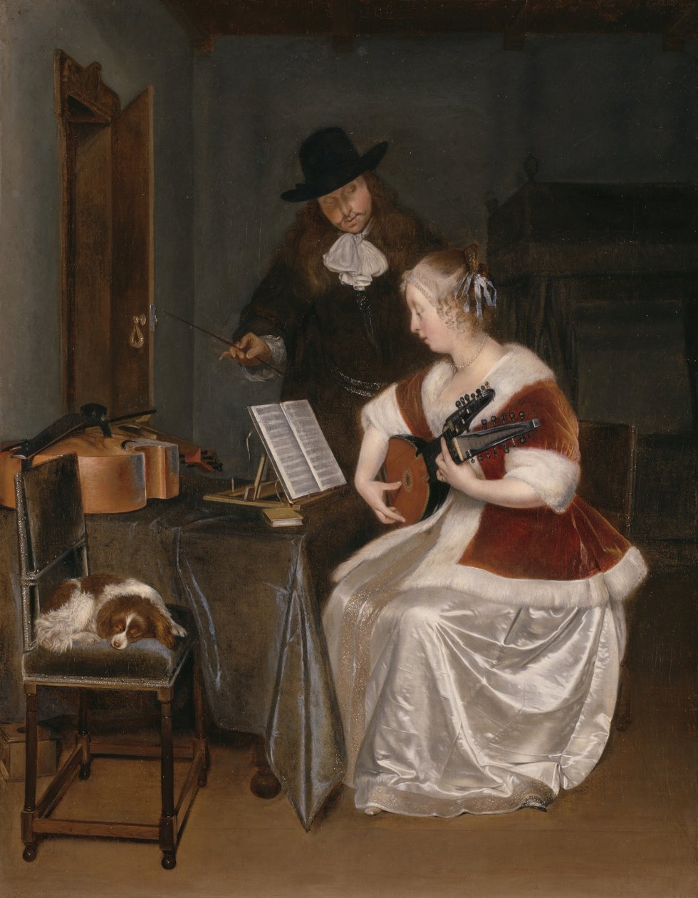 Musiklektionen, ca. 1670. av Gerard Terborch II