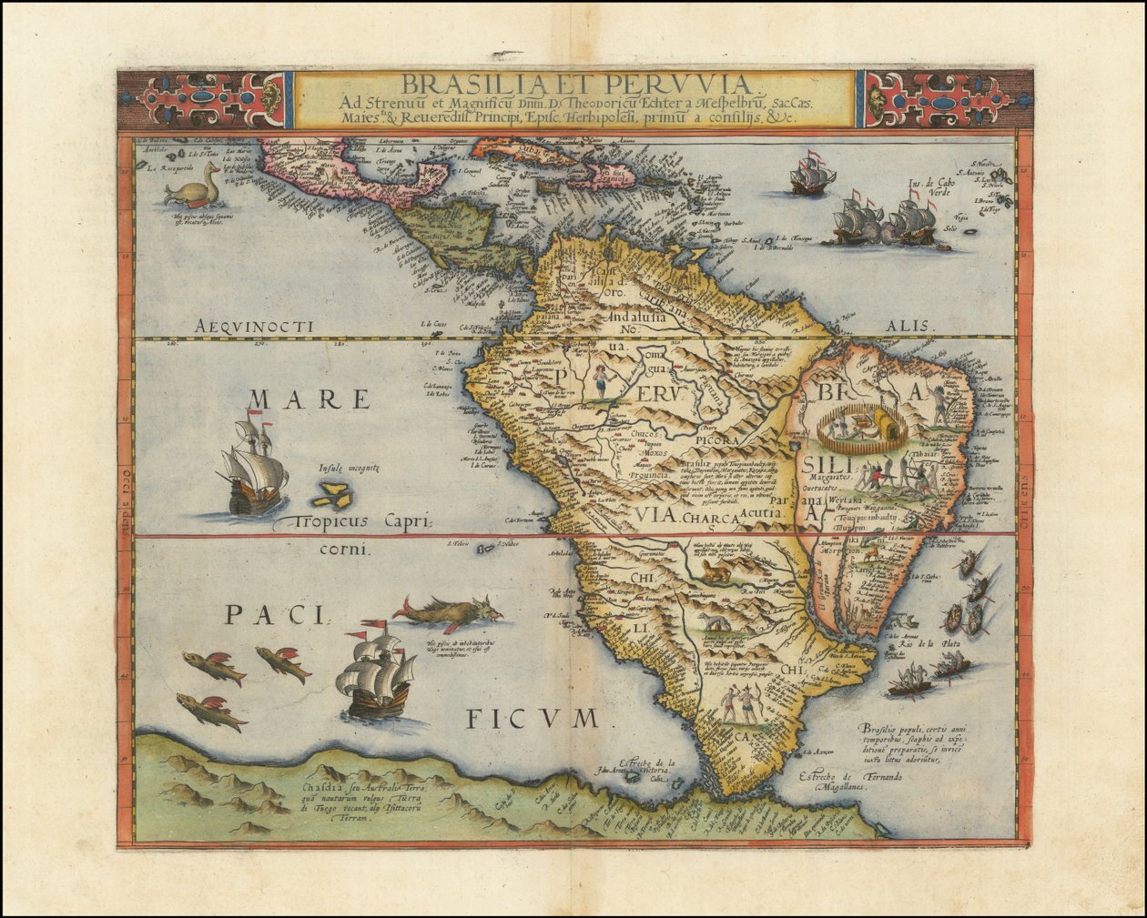 Karta över Sydamerika, 1593 av Gerard de Jode