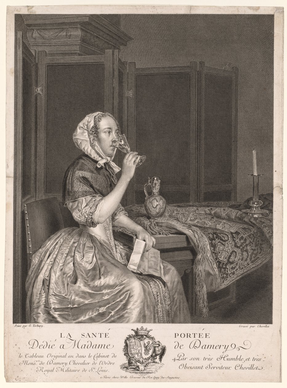 Dricker en skål. av Gerard ter Borch