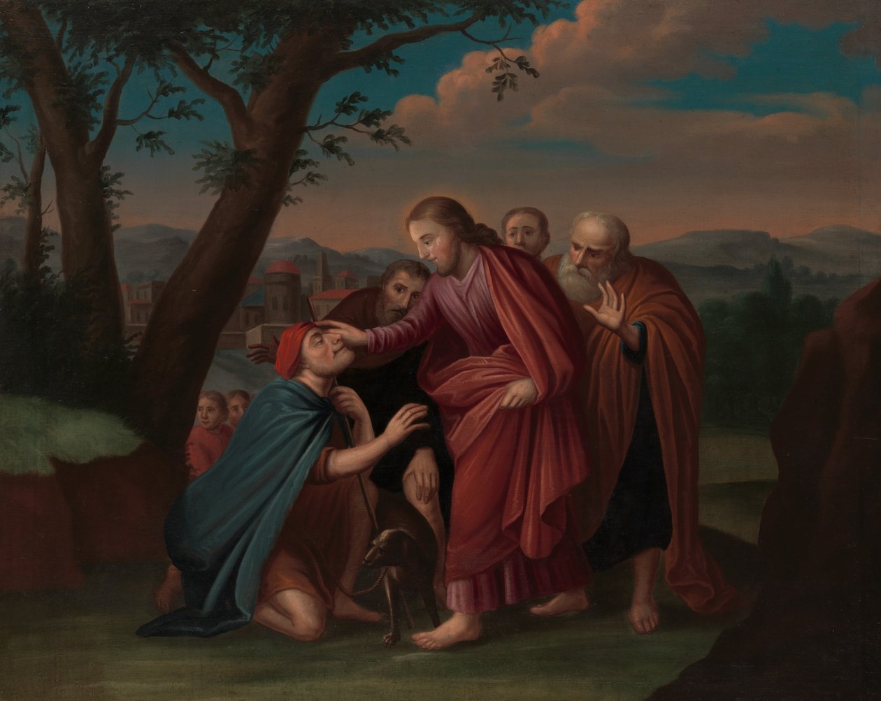 Kristus helar den blinde, ca. 1725-30. av Gerardus Duyckinck