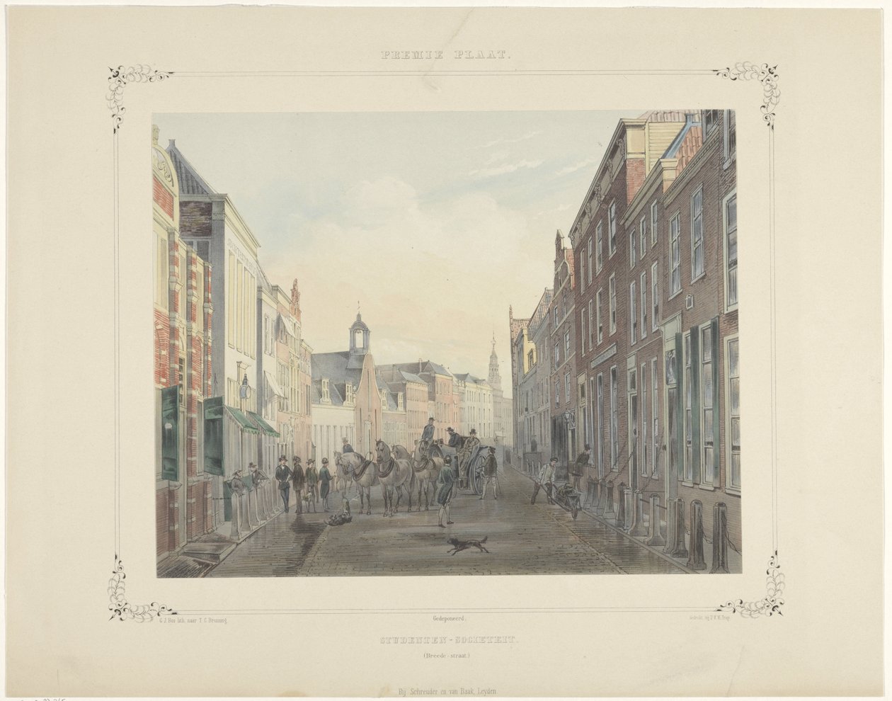 Studentförening vid Breedestraat i Leiden av Gerardus Johannes Bos