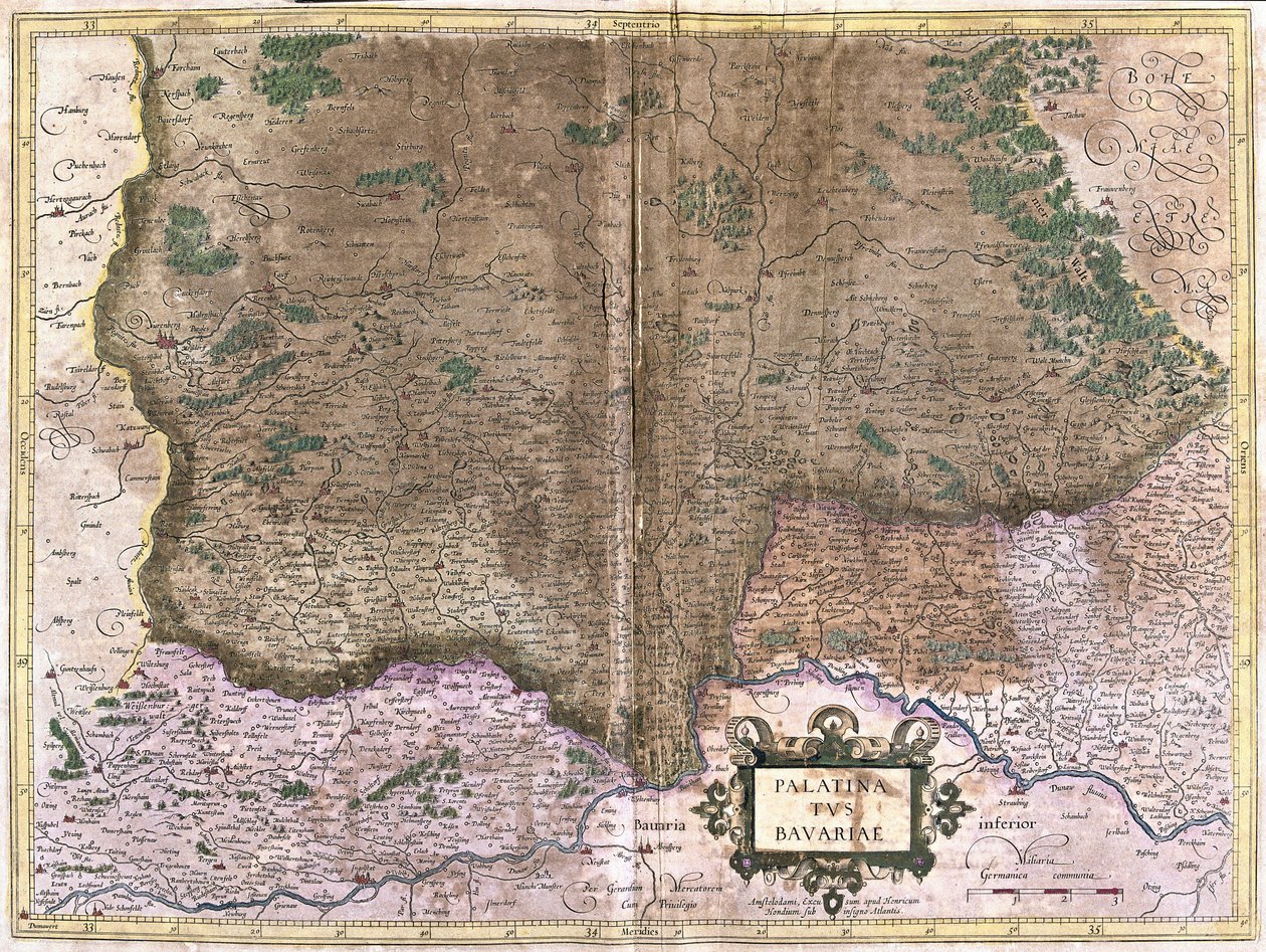 Bayern, Tyskland (gravyr av Gerardus Mercator
