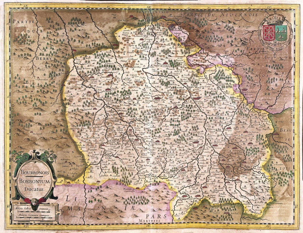 Bourbonnais, Frankrike (gravyr av Gerardus Mercator