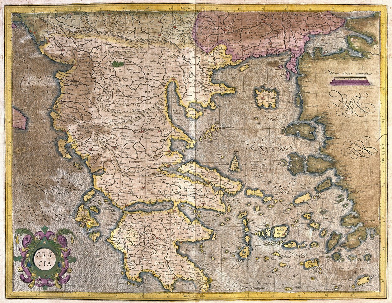 Grekland (gravyr av Gerardus Mercator