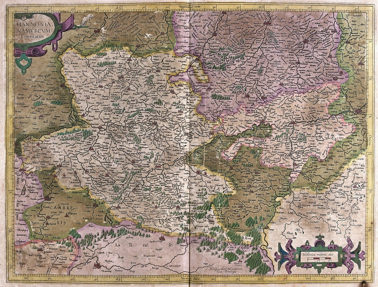 Hainaut, Namur, Belgien (gravyr av Gerardus Mercator