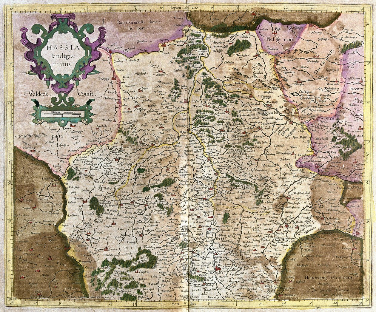 Hessen, Kassel, Tyskland (gravyr av Gerardus Mercator