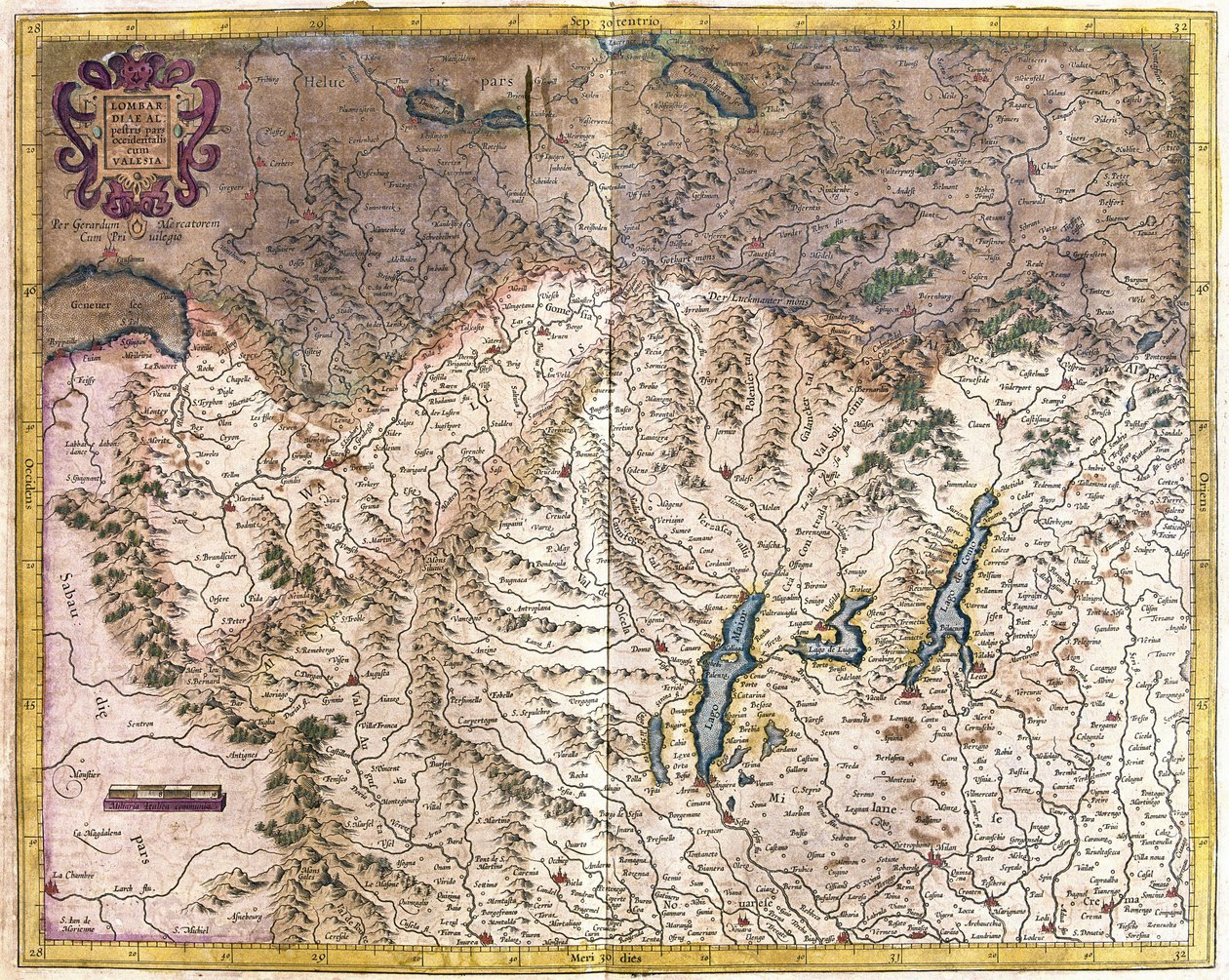 Norra Italien (gravyr av Gerardus Mercator