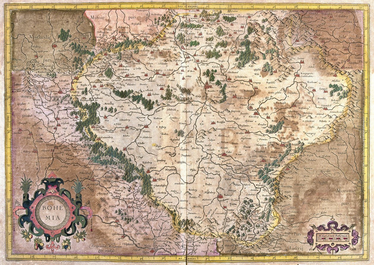 Prag, Tjeckien (gravyr av Gerardus Mercator