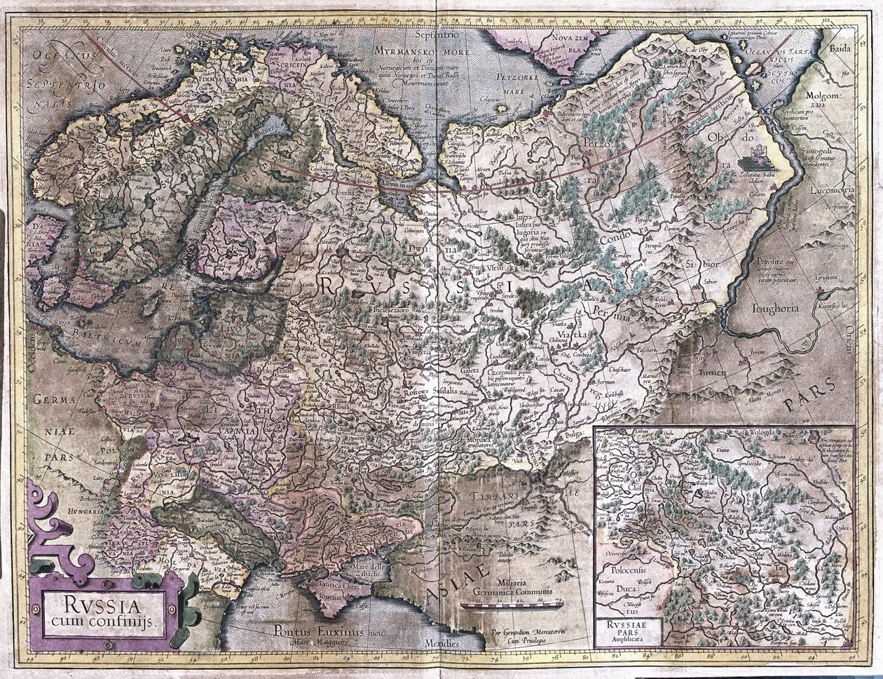 Ryssland (gravyr av Gerardus Mercator