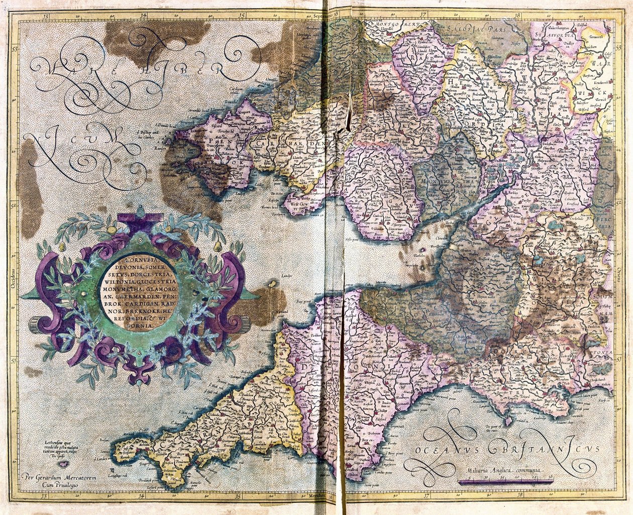 Sydvästra England (gravyr av Gerardus Mercator